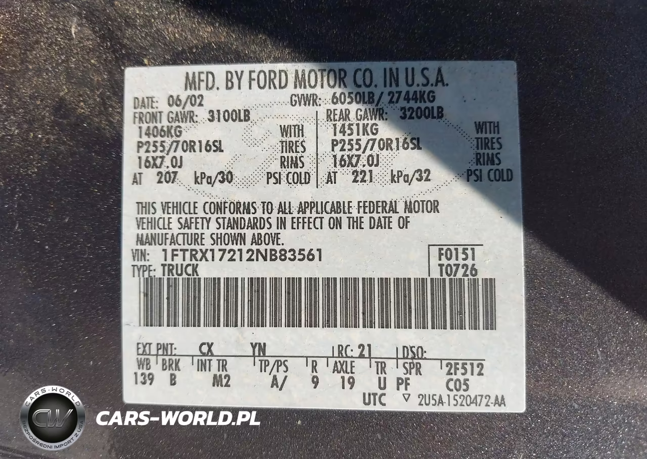 2002 Ford F-150 Xl-Xlt VIN:1FTRX17212NB83561 - 9