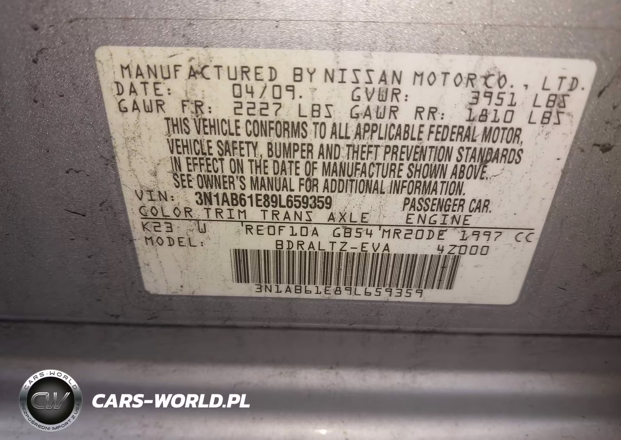 2009 Nissan Sentra 2.0S VIN:3N1AB61E89L659359 - 9