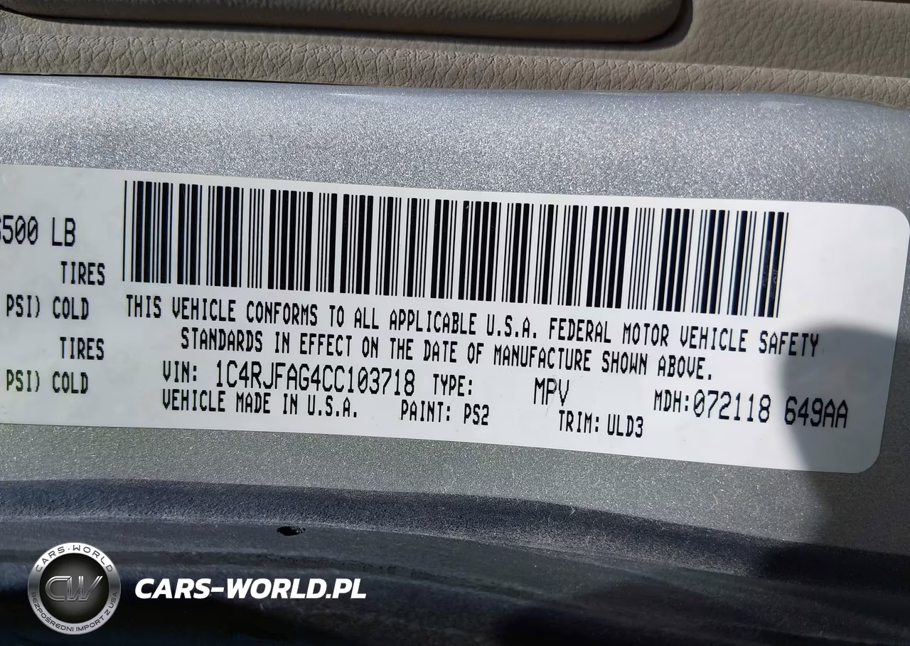 2012 Jeep Grand Cherokee Laredo VIN:1C4RJFAG4CC103718 - 9