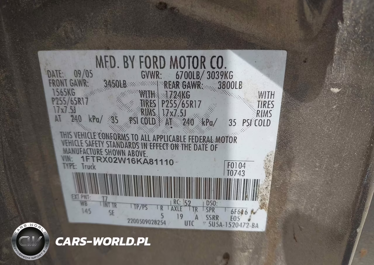 2006 Ford F-150 Stx-Xlt VIN:1FTRX02W16KA81110 - 9