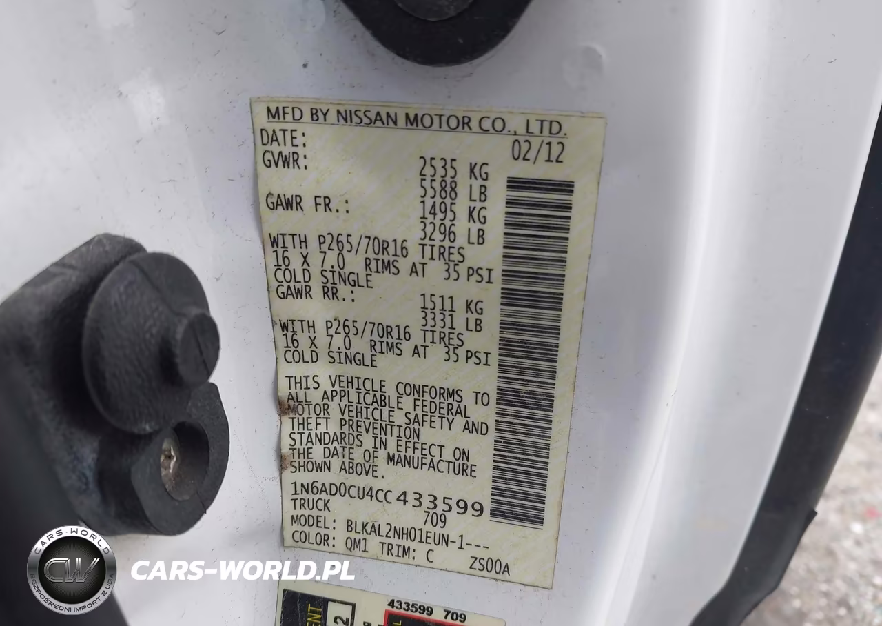 2012 Nissan Frontier Sv VIN:1N6AD0CU4CC433599 - 9