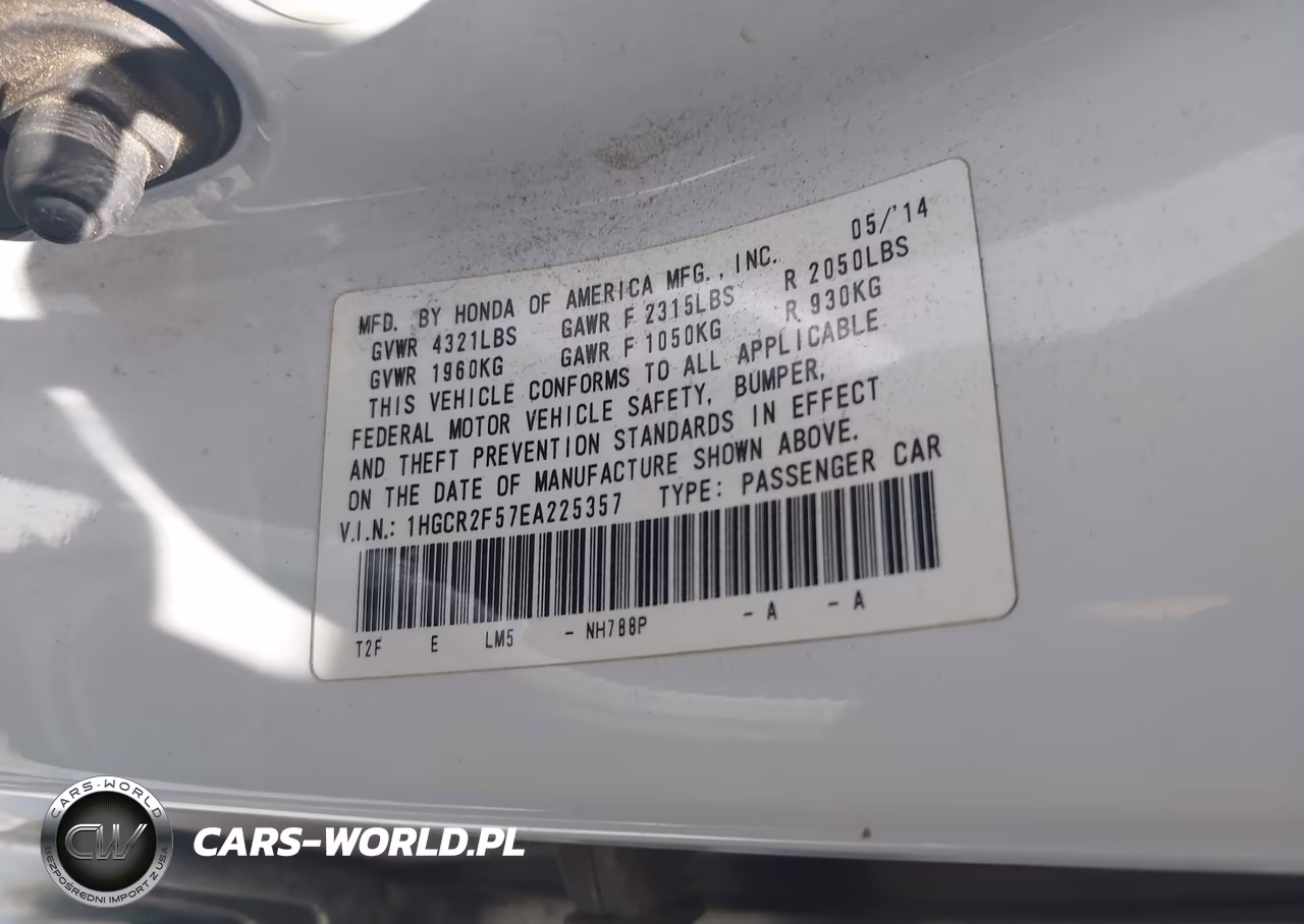 2014 Honda Accord Sport VIN:1HGCR2F57EA225357 - 9