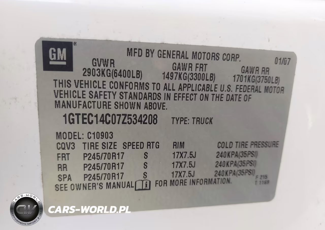 2007 GMC Sierra 1500 Work Truck VIN:1GTEC14C07Z534208 - 9