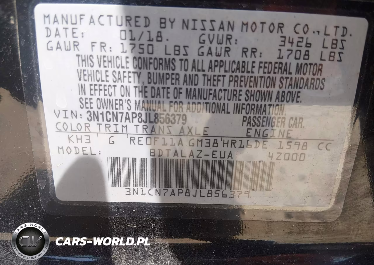 2018 Nissan Versa 1.6 S+ VIN:3N1CN7AP8JL856379 - 9