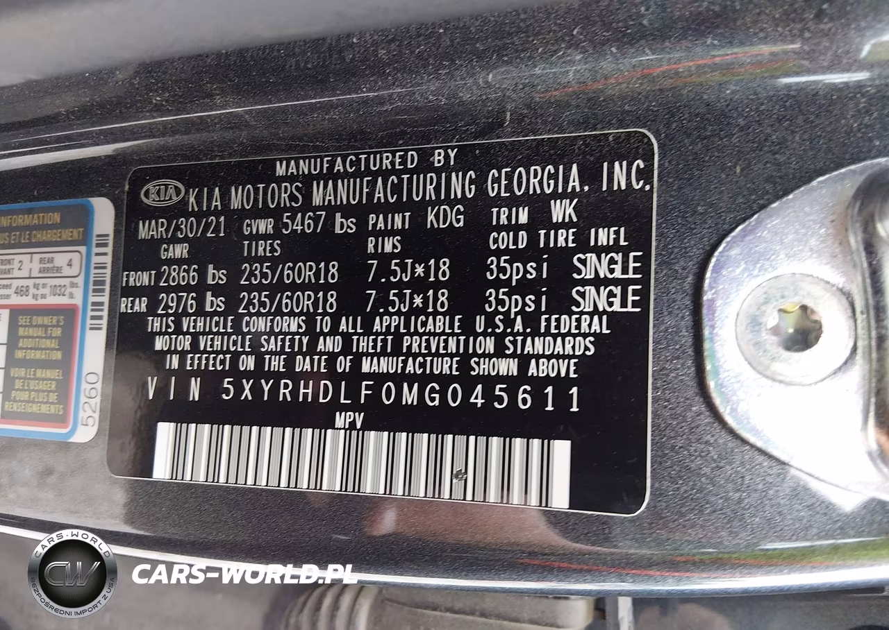 2021 Kia Sorento Ex VIN:5XYRHDLF0MG045611 - 9