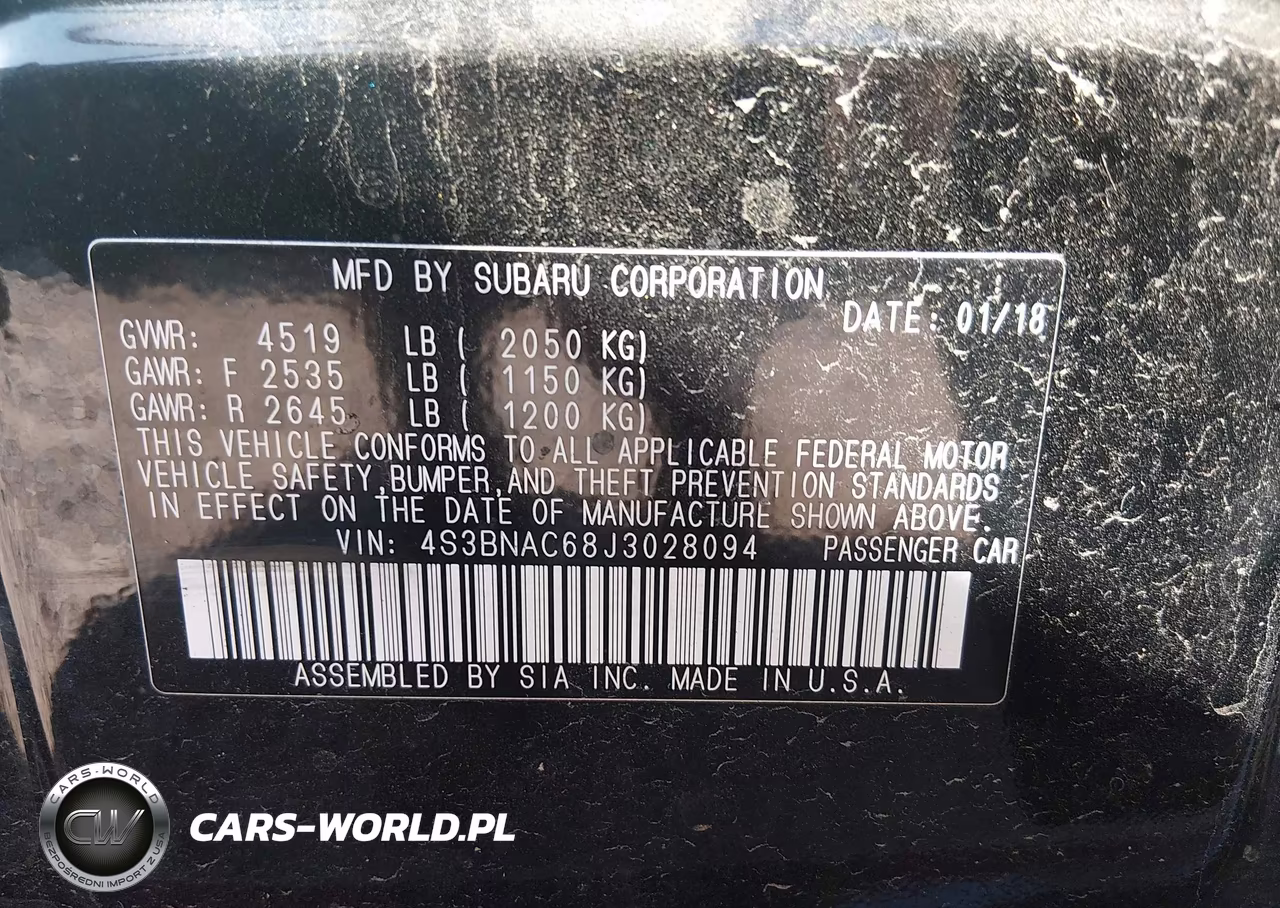 2018 Subaru Legacy 2.5I Premium VIN:4S3BNAC68J3028094 - 9