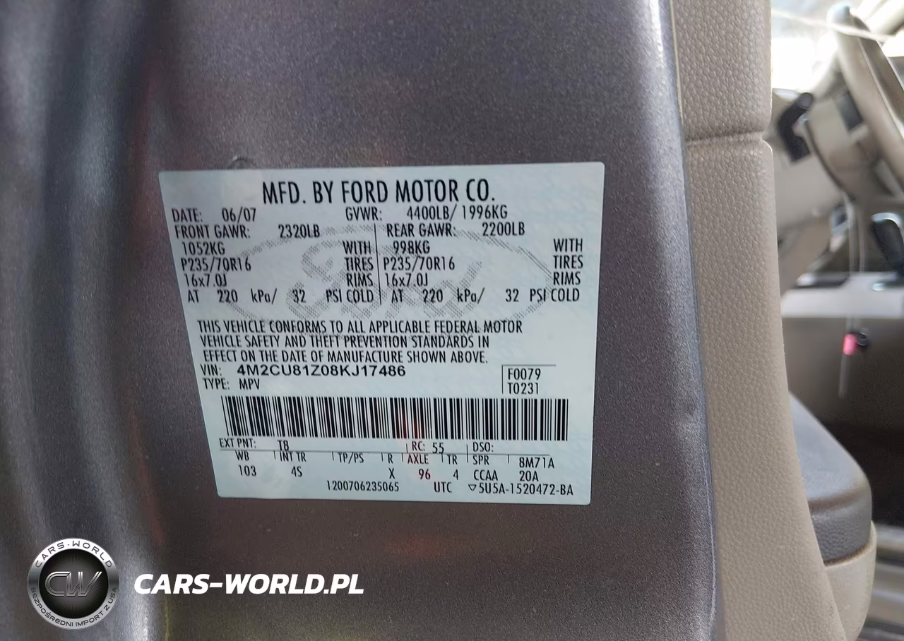2008 Mercury Mariner I4 VIN:4M2CU81Z08KJ17486 - 9