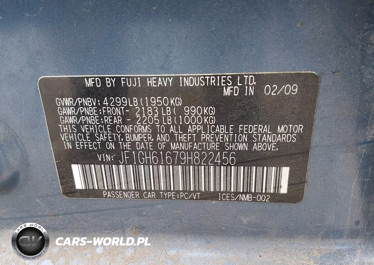 2009 Subaru Impreza 2.5I VIN:JF1GH61679H822456 - 9