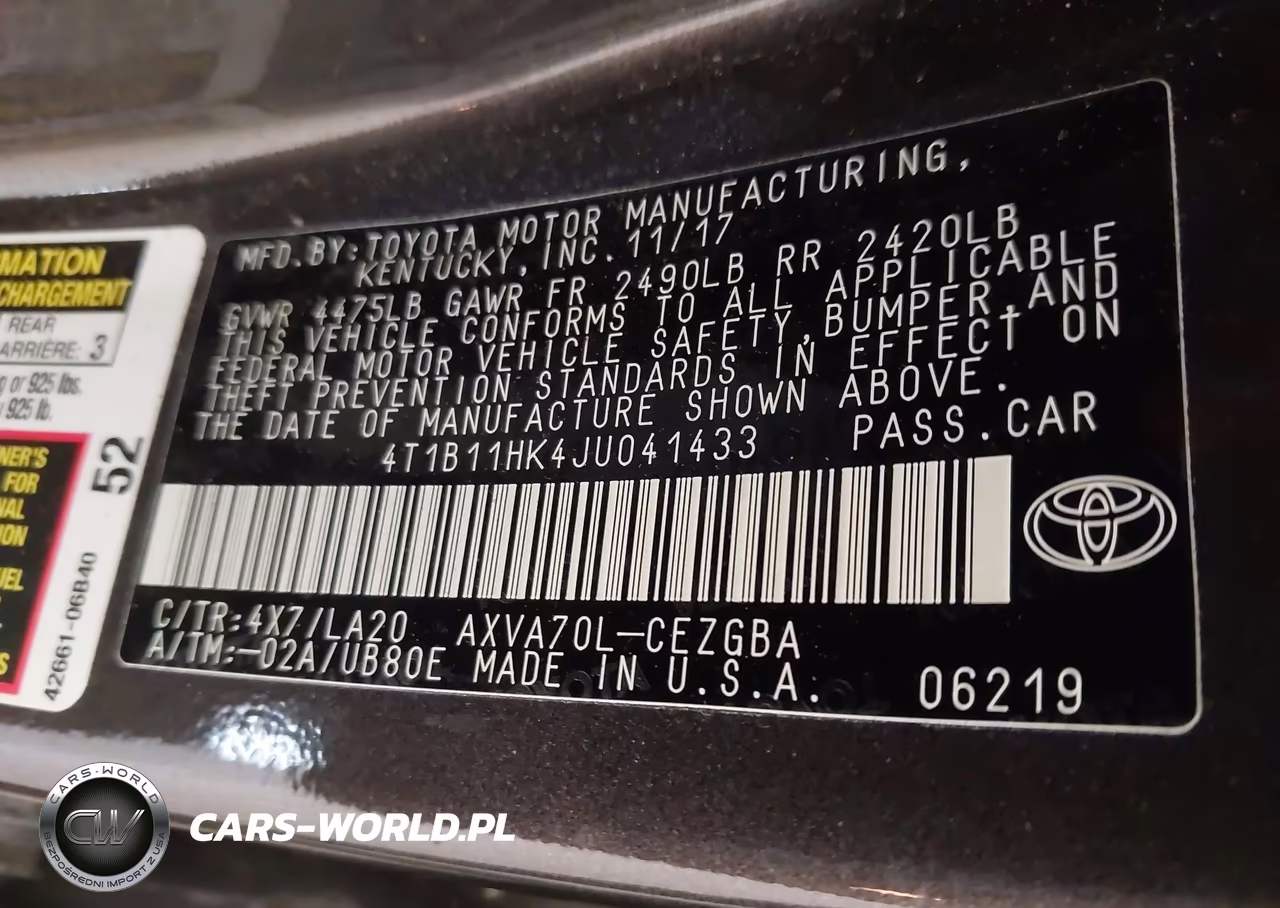 2018 Toyota Camry Xle VIN:4T1B11HK4JU041433 - 9