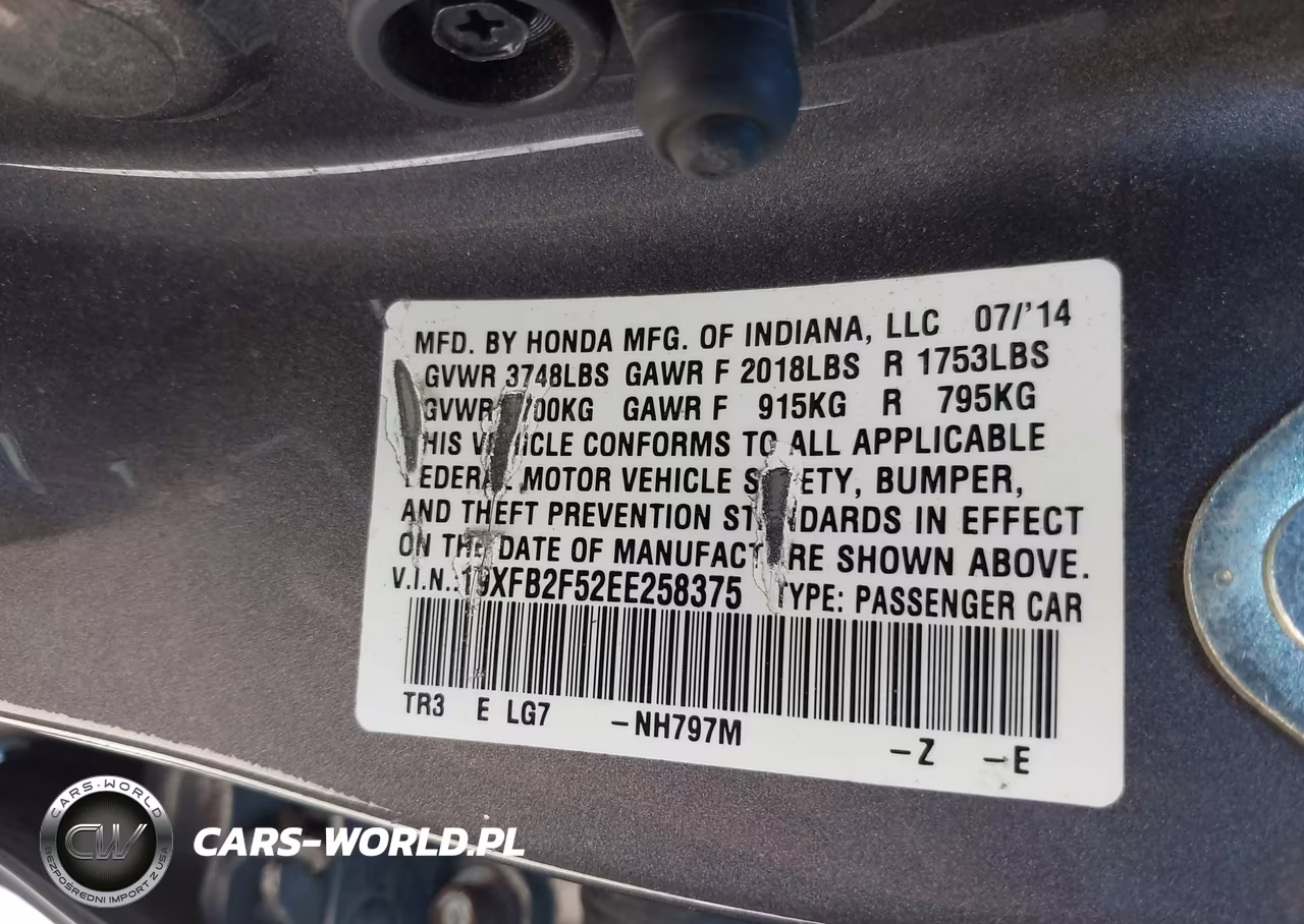 2014 Honda Civic Lx VIN:19XFB2F52EE258375 - 9
