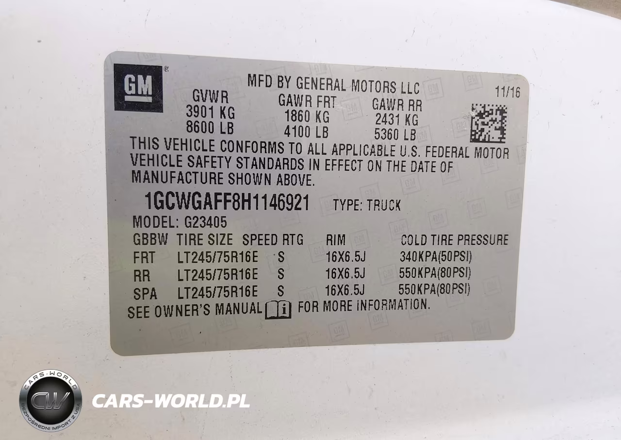 2017 Chevrolet Express 2500 Work Van VIN:1GCWGAFF8H1146921 - 9