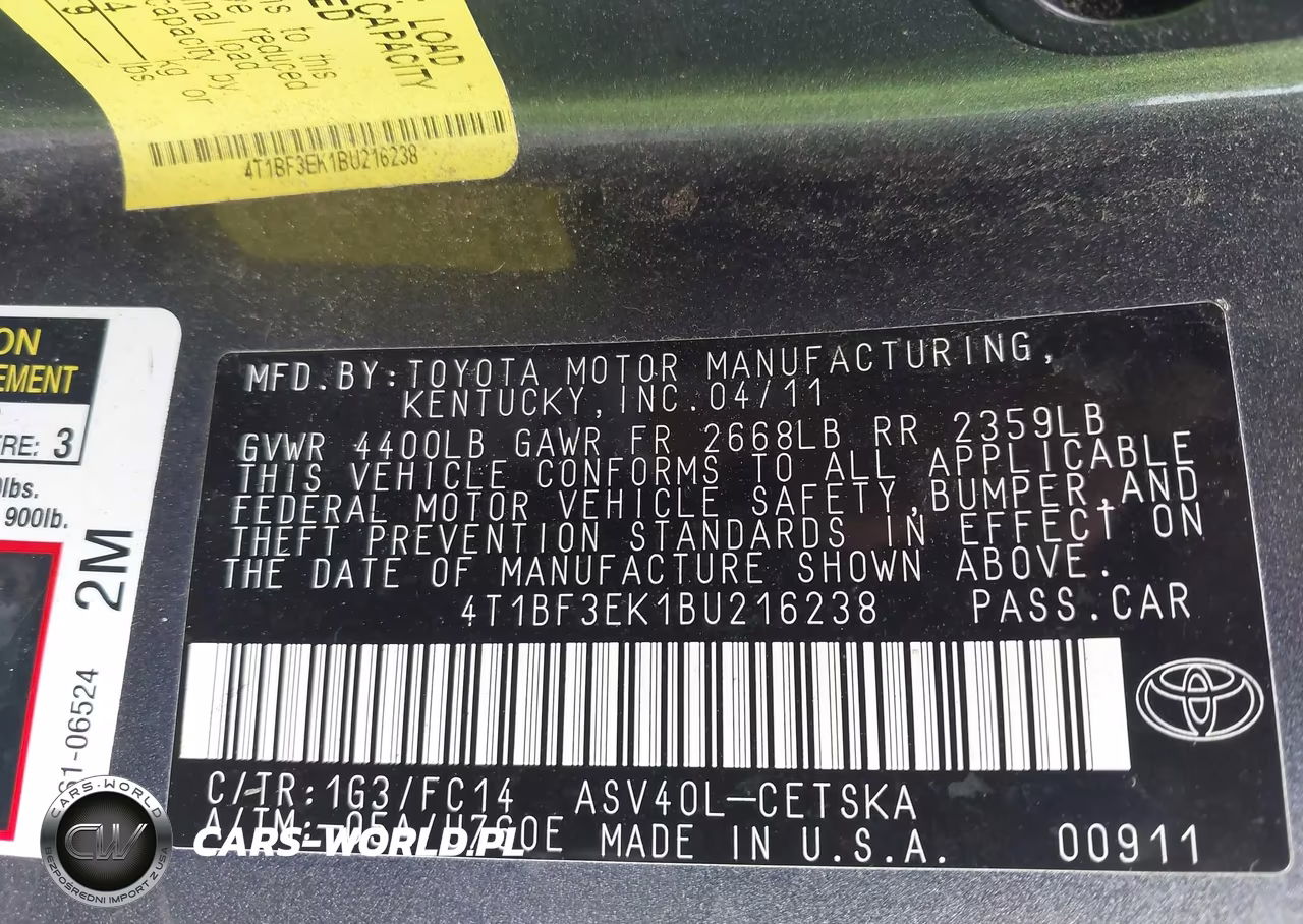 2011 Toyota Camry Se VIN:4T1BF3EK1BU216238 - 9