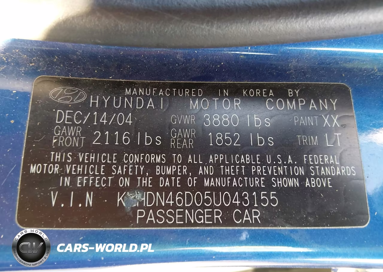 2005 Hyundai Elantra Gls-Gt VIN:KMHDN46D05U043155 - 17