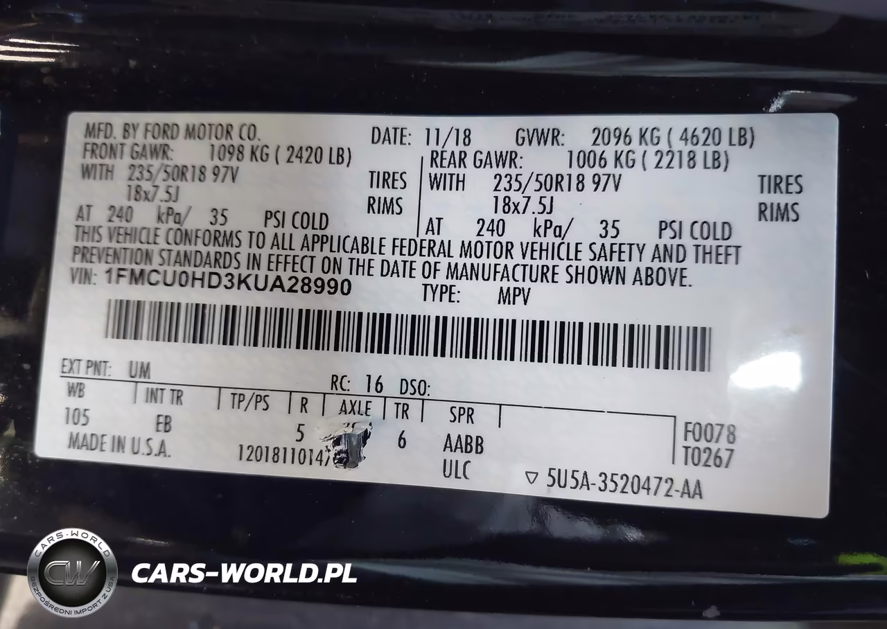 2019 Ford Escape Sel VIN:1FMCU0HD3KUA28990 - 9