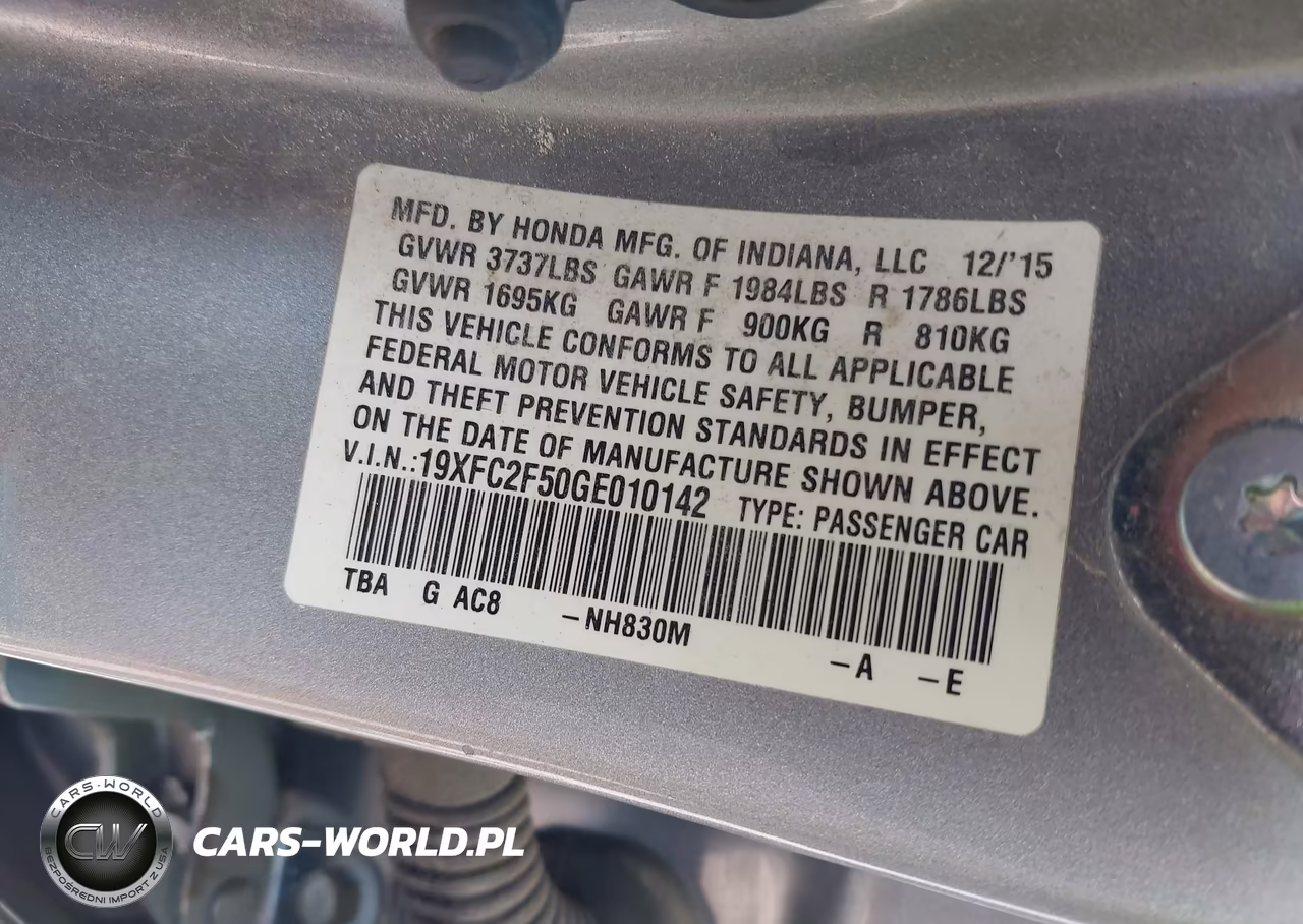 2016 Honda Civic Lx VIN:19XFC2F50GE010142 - 9