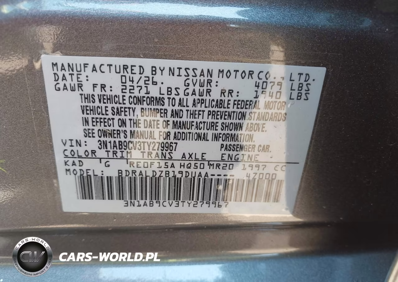 2026 Nissan Sentra Sv VIN:3N1AB9CV3TY279967 - 9