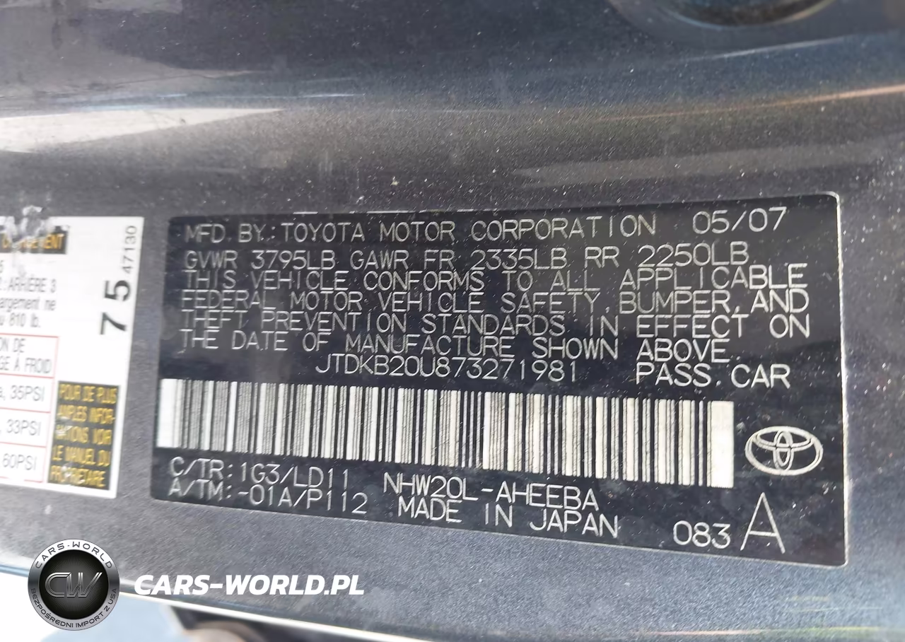 2007 Toyota Prius VIN:JTDKB20U873271981 - 9