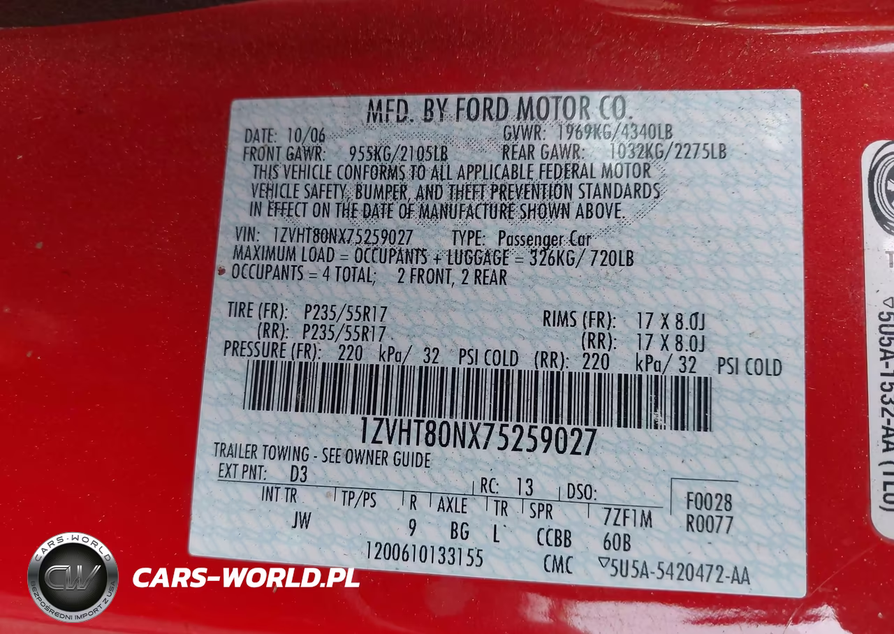2007 Ford Mustang V6 Deluxe-V6 Premium VIN:1ZVHT80NX75259027 - 9