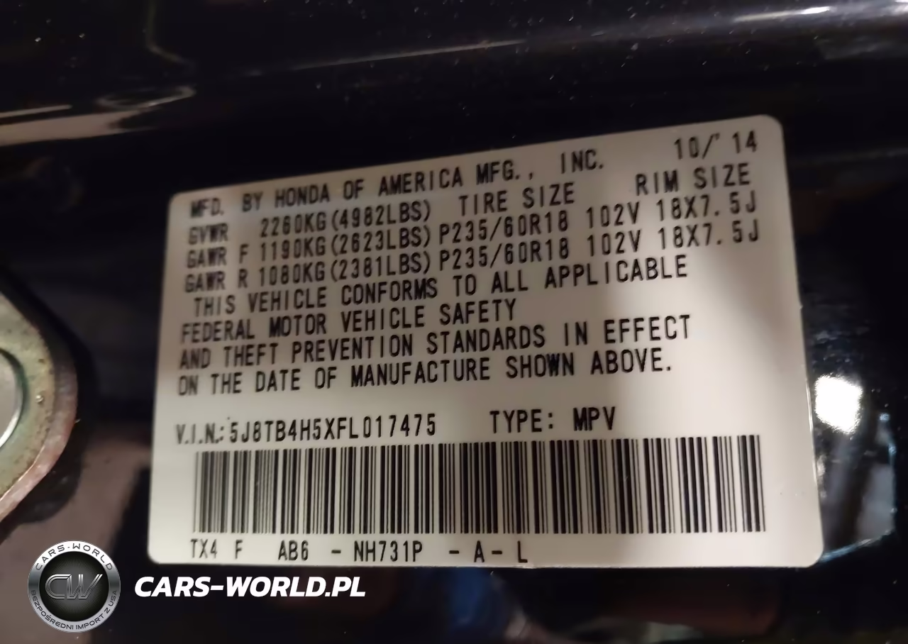 2015 Acura Rdx VIN:5J8TB4H5XFL017475 - 9