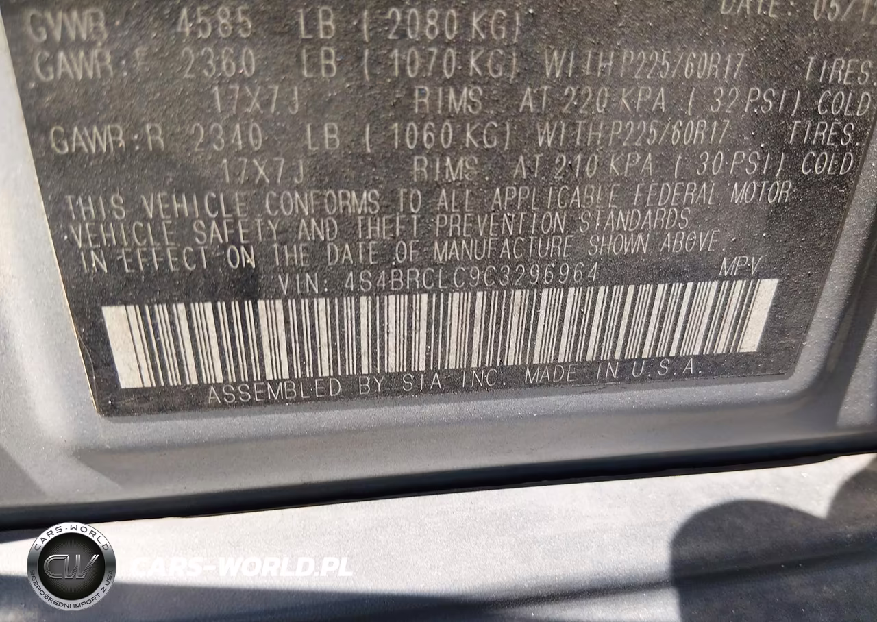 2012 Subaru Outback 2.5I Limited VIN:4S4BRCLC9C3296964 - 9