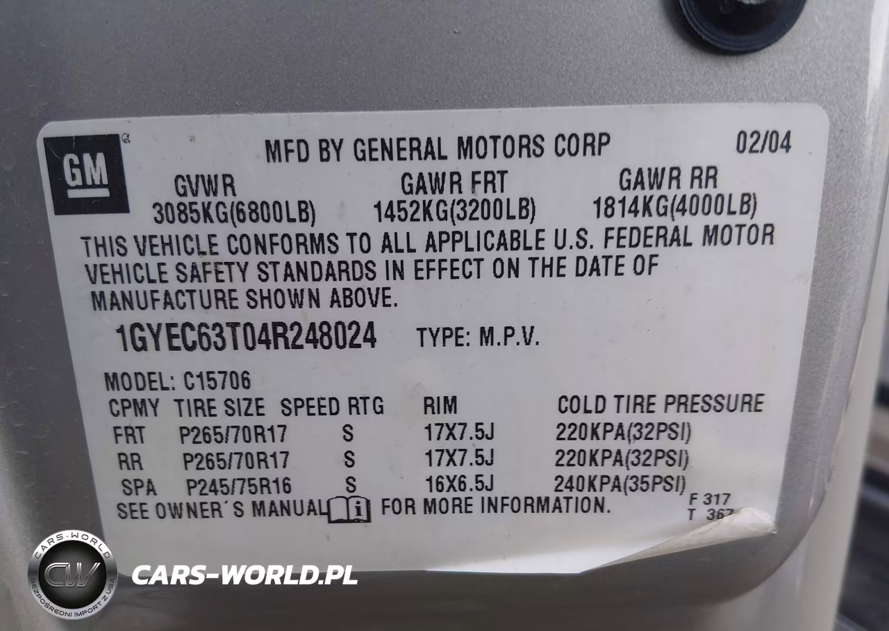 2004 Cadillac Escalade Standard VIN:1GYEC63T04R248024 - 9
