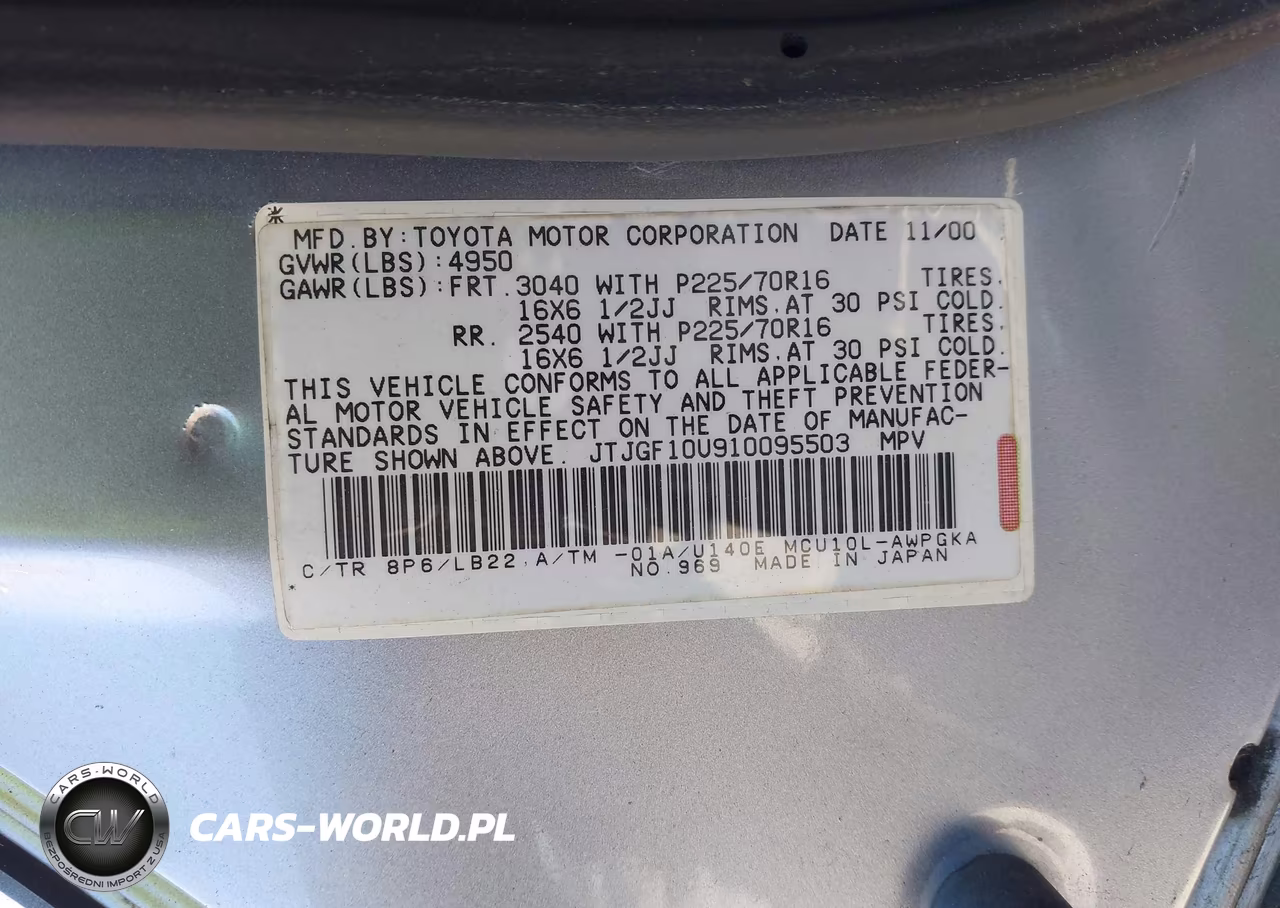 2001 Lexus Rx 300 VIN:JTJGF10U910095503 - 9