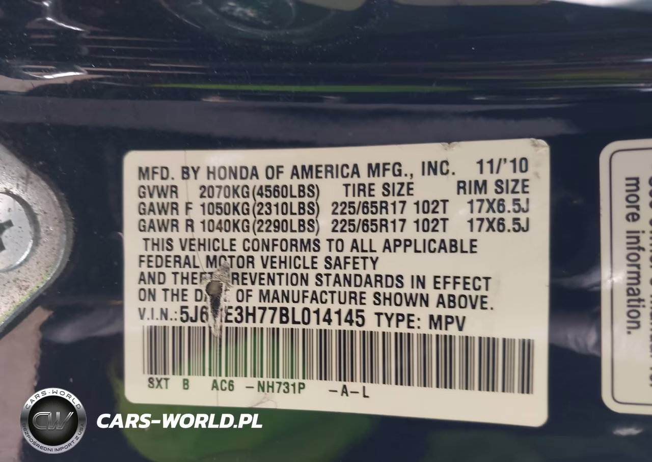 2011 Honda Cr-V Ex-L VIN:5J6RE3H77BL014145 - 9