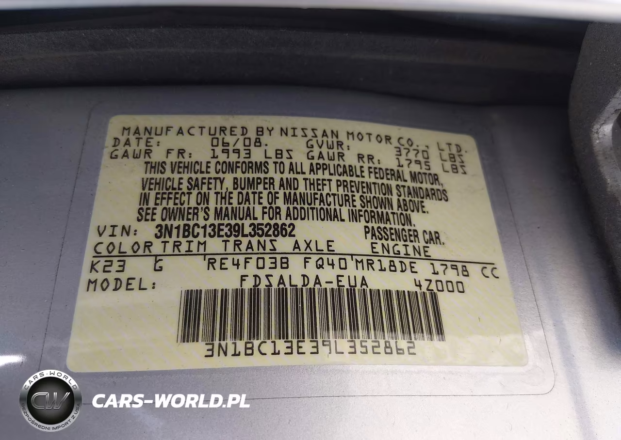 2009 Nissan Versa 1.8S VIN:3N1BC13E39L352862 - 9
