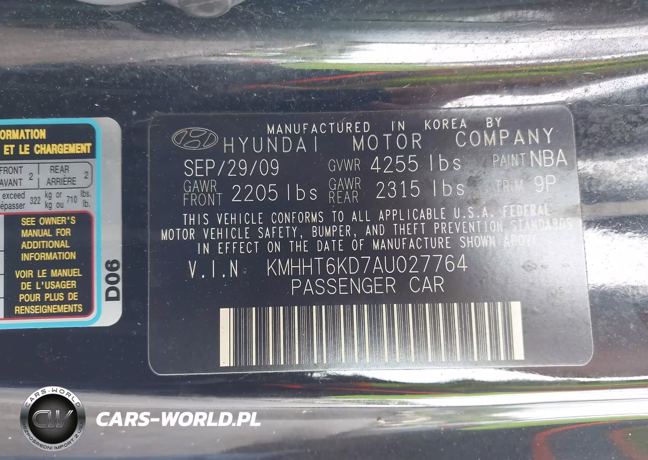 2010 Hyundai Genesis 2.0T Premium VIN:KMHHT6KD7AU027764 - 9