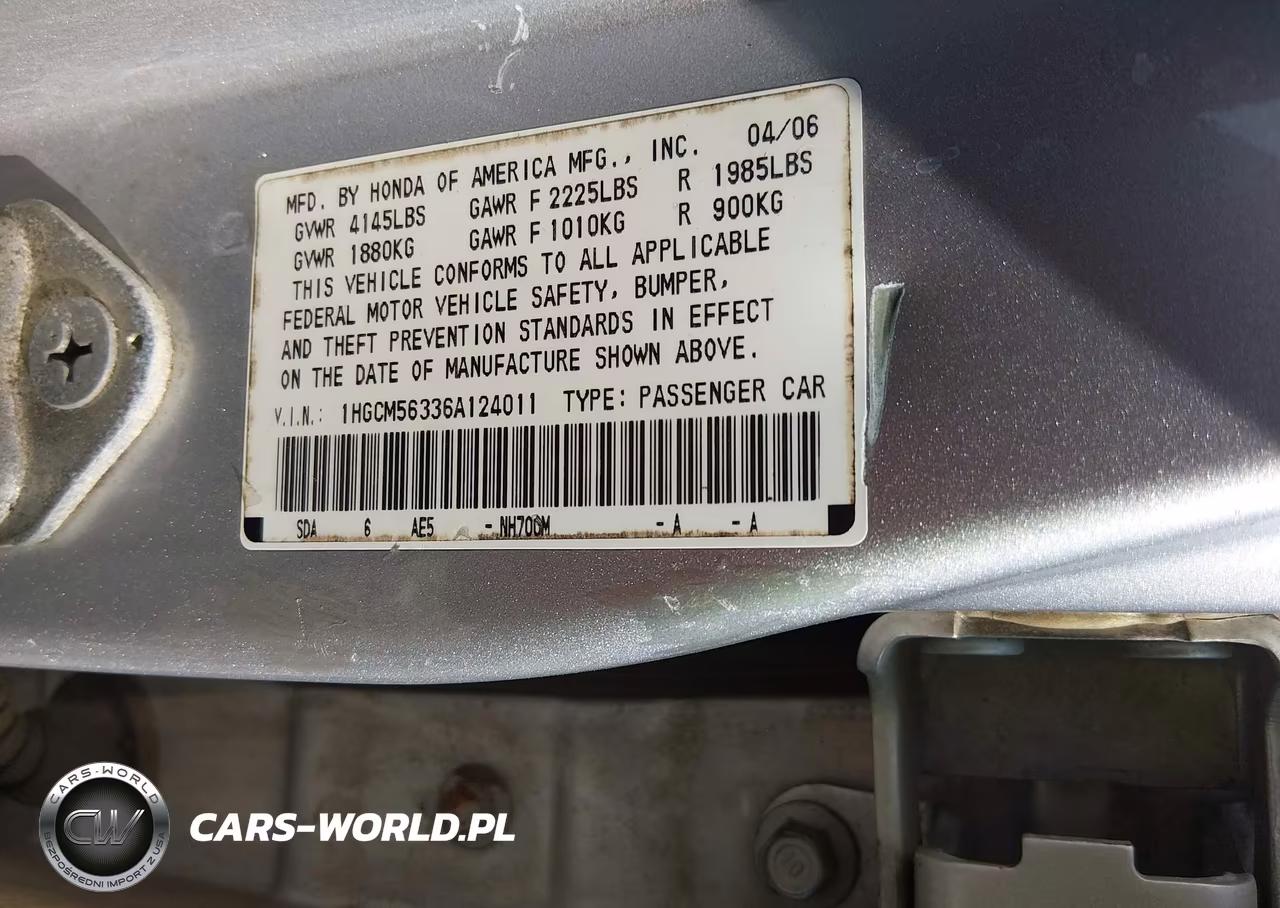 2006 Honda Accord 2.4 Se VIN:1HGCM56336A124011 - 9
