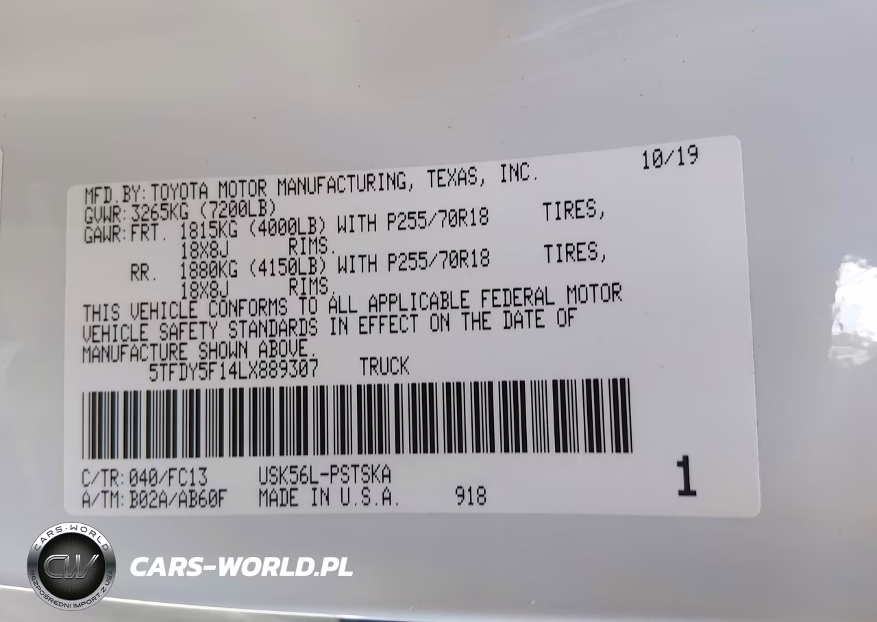 2020 Toyota Tundra Sr5 VIN:5TFDY5F14LX889307 - 9