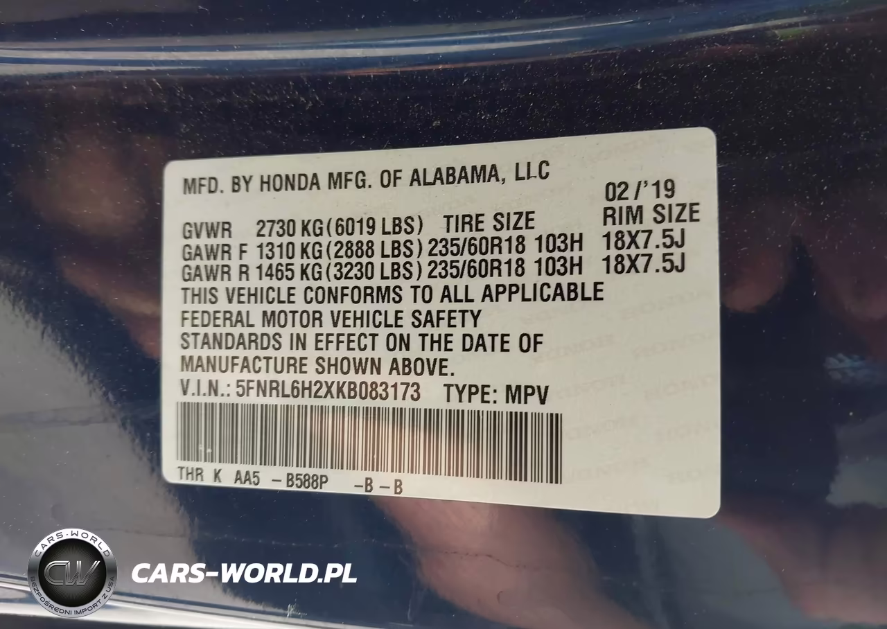 2019 Honda Odyssey Lx VIN:5FNRL6H2XKB083173 - 9
