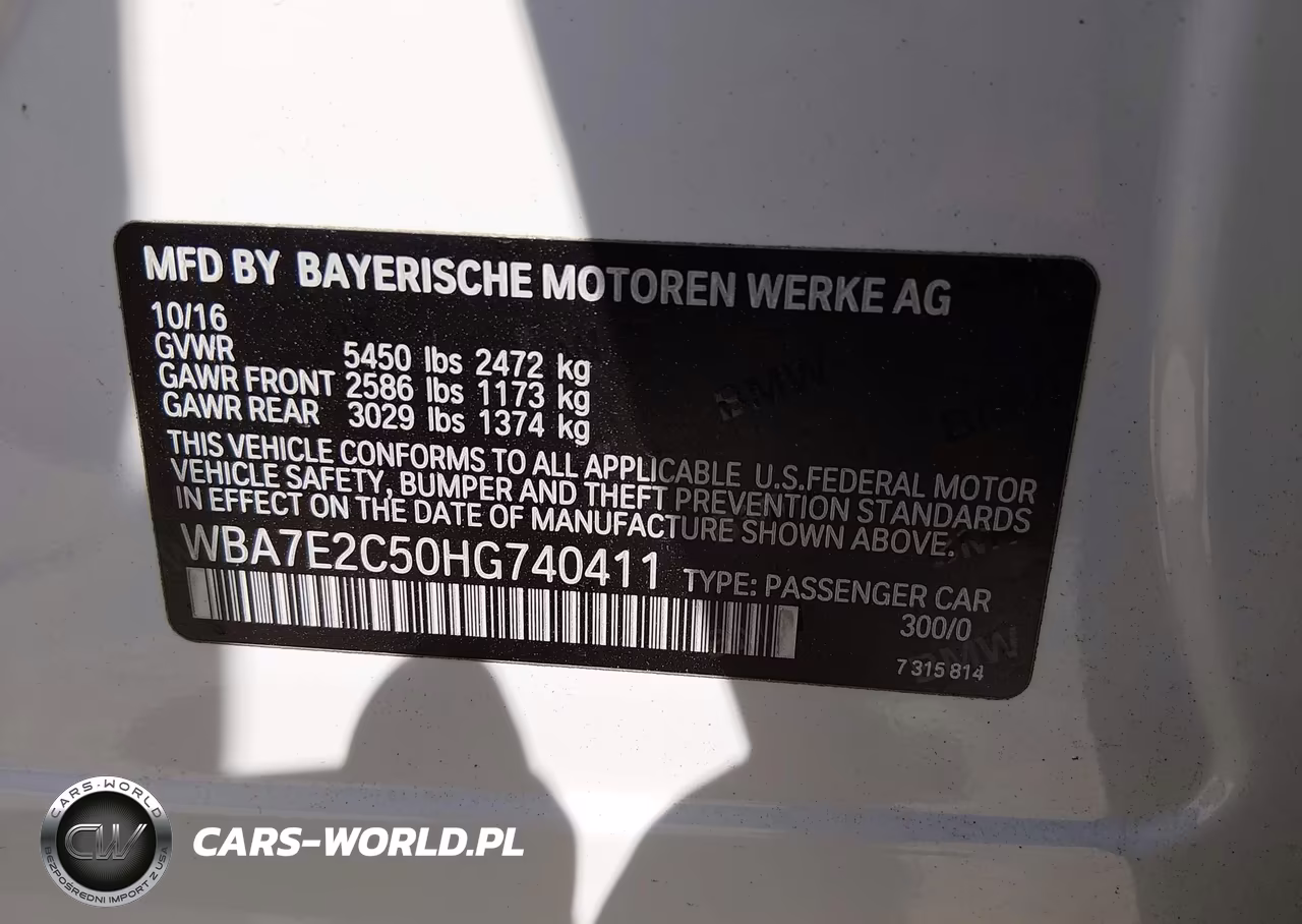2017 BMW 740I VIN:WBA7E2C50HG740411 - 9