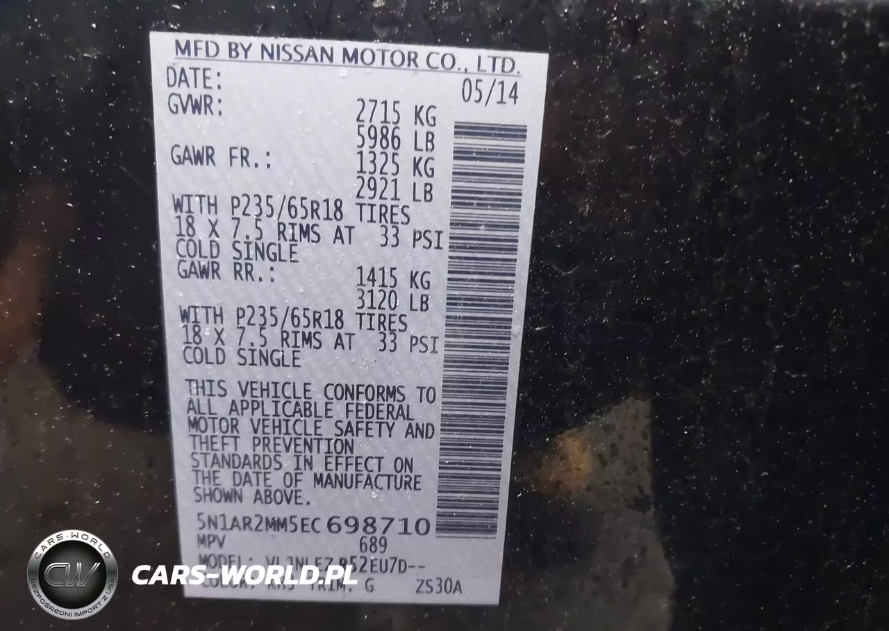 2014 Nissan Pathfinder Sv VIN:5N1AR2MM5EC698710 - 9