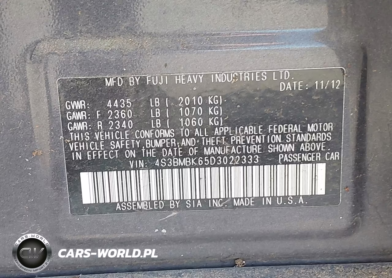 2013 Subaru Legacy 2.5I Limited VIN:4S3BMBK65D3022333 - 9