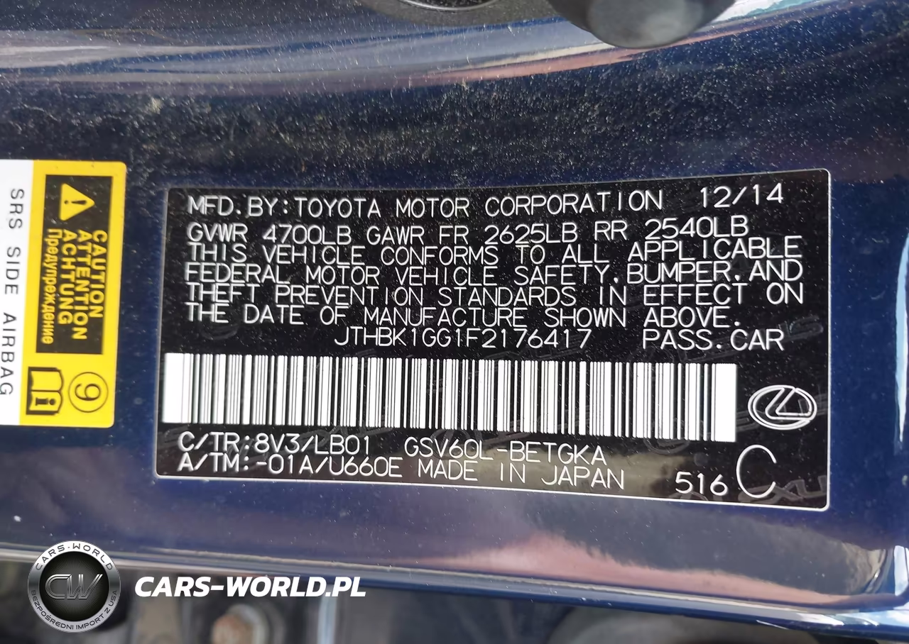 2015 Lexus Es 350 VIN:JTHBK1GG1F2176417 - 9