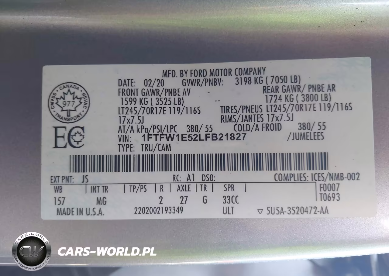 2020 Ford F-150 Xlt VIN:1FTFW1E52LFB21827 - 9