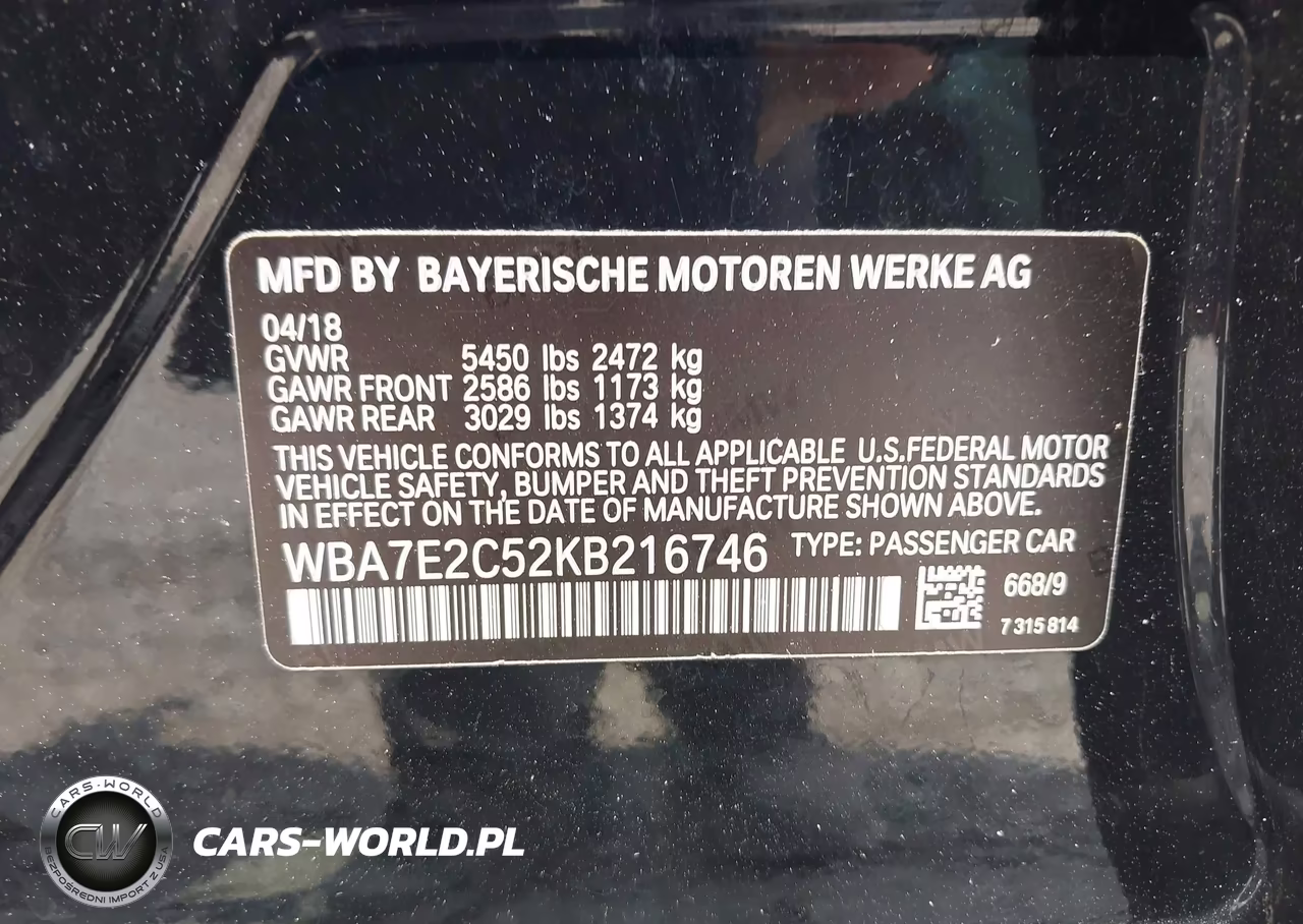 2019 BMW 740I VIN:WBA7E2C52KB216746 - 9