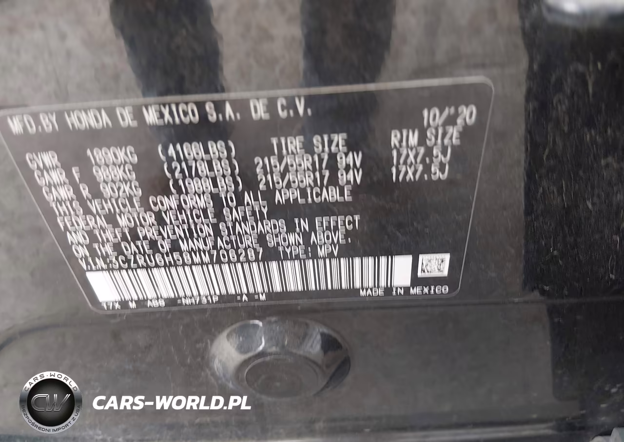 2021 Honda Hr-V Awd Ex VIN:3CZRU6H58MM706287 - 9
