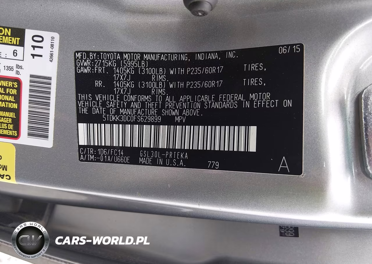 2015 Toyota Sienna Le 8 Passenger VIN:5TDKK3DC0FS629899 - 9