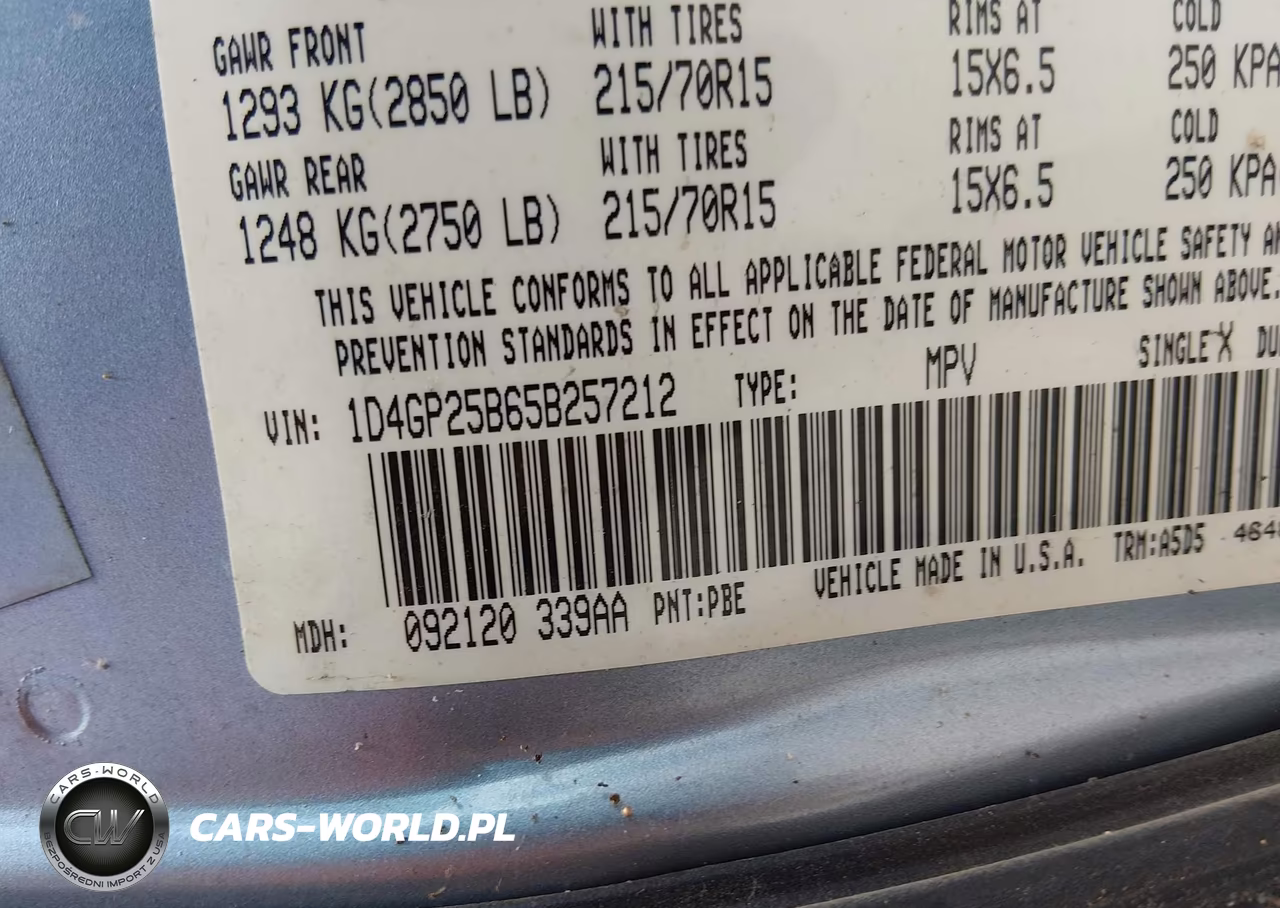2005 Dodge Caravan Se VIN:1D4GP25B65B257212 - 9