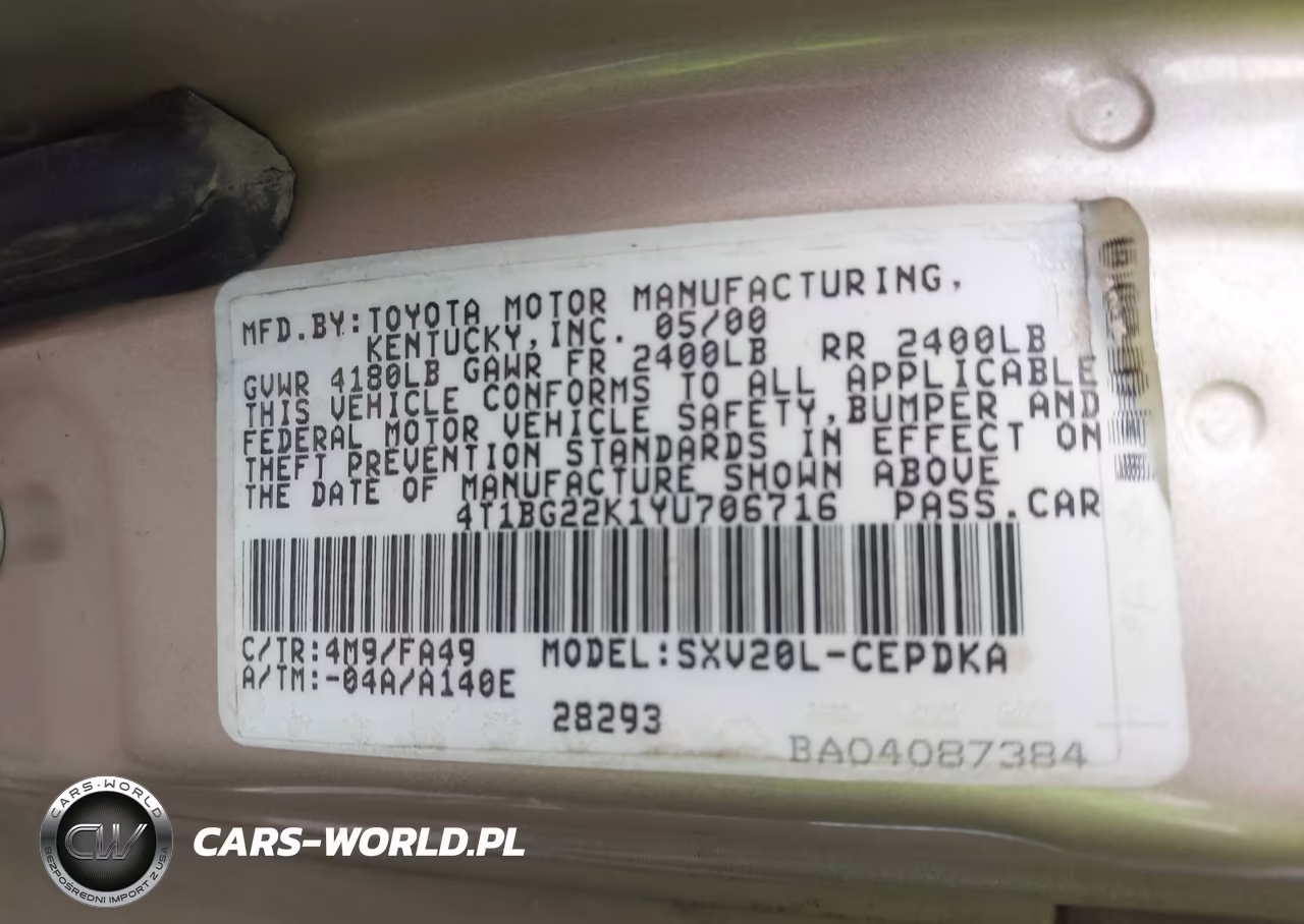 2000 Toyota Camry Ce VIN:4T1BG22K1YU706716 - 9