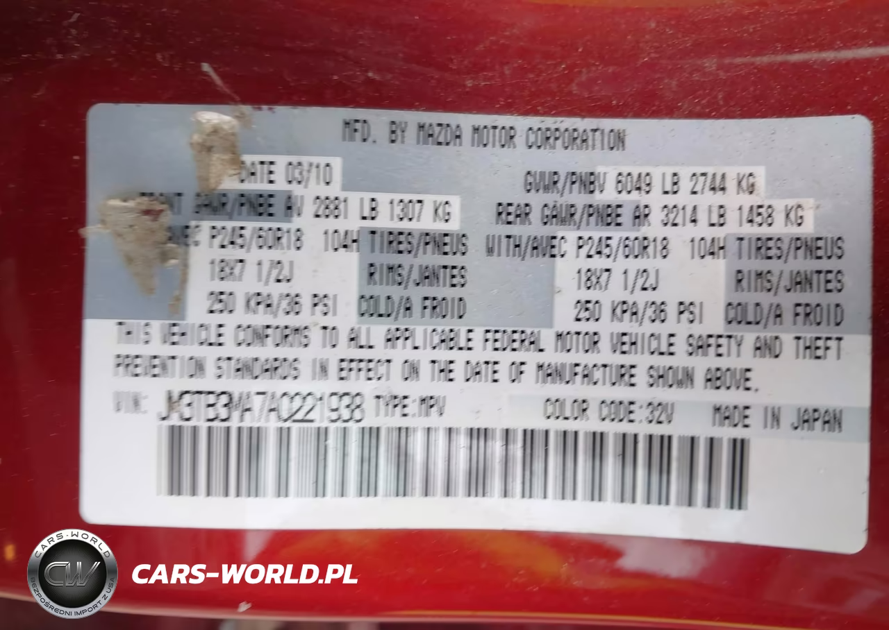 2010 Mazda Cx-9 Touring VIN:JM3TB3MA7A0221938 - 9