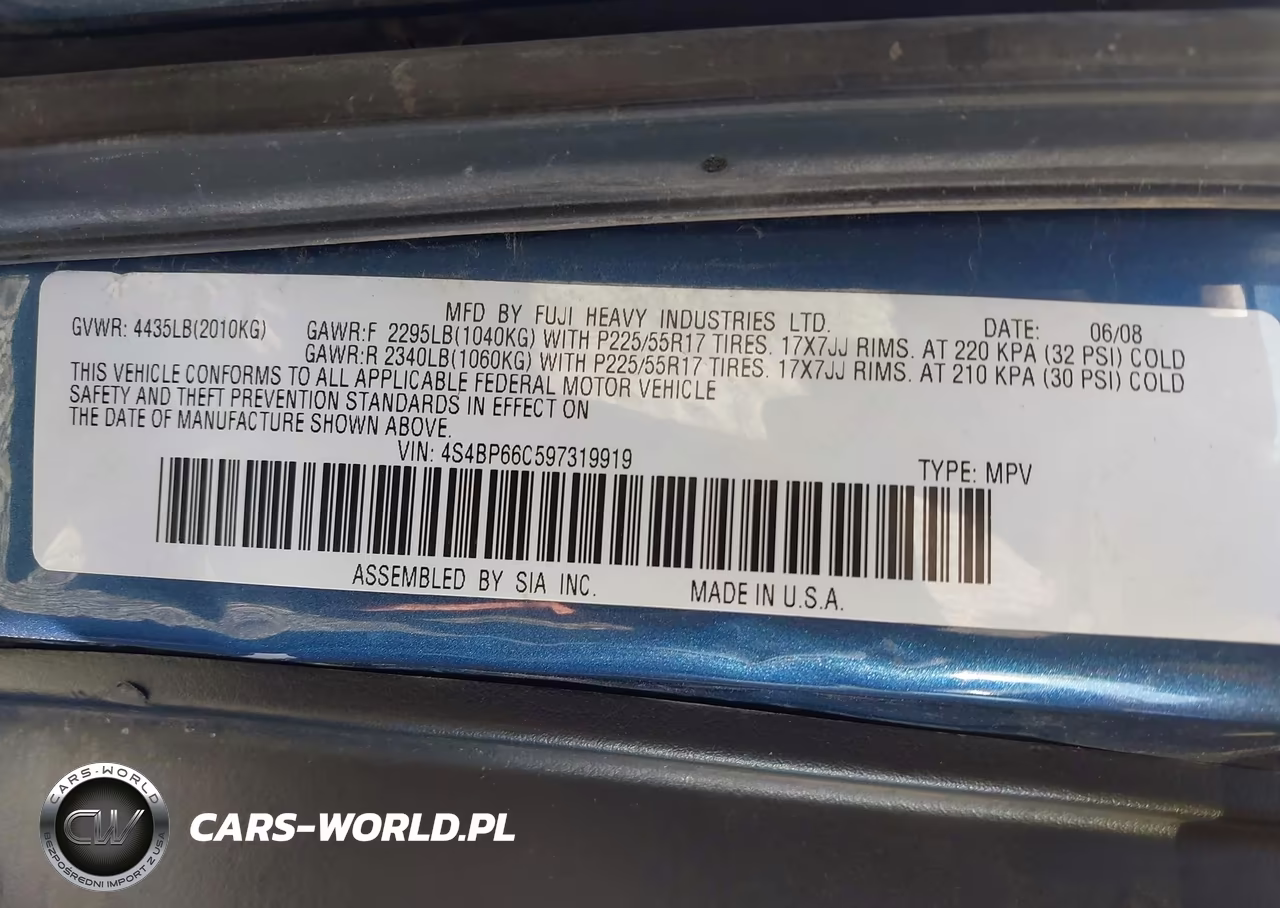 2009 Subaru Outback 2.5I Limited VIN:4S4BP66C597319919 - 9