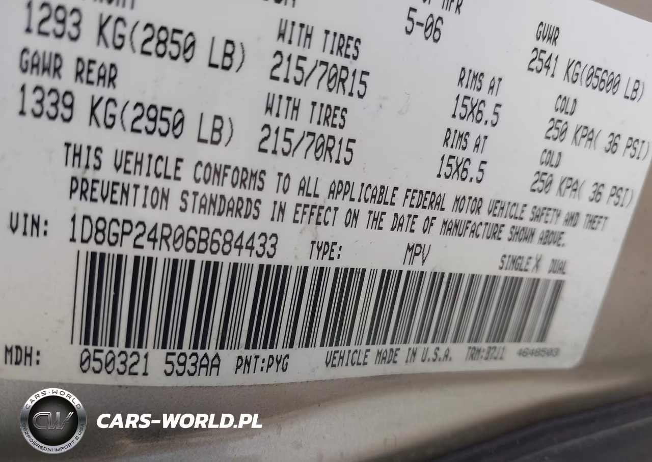 2006 Dodge Grand Caravan Se VIN:1D8GP24R06B684433 - 9