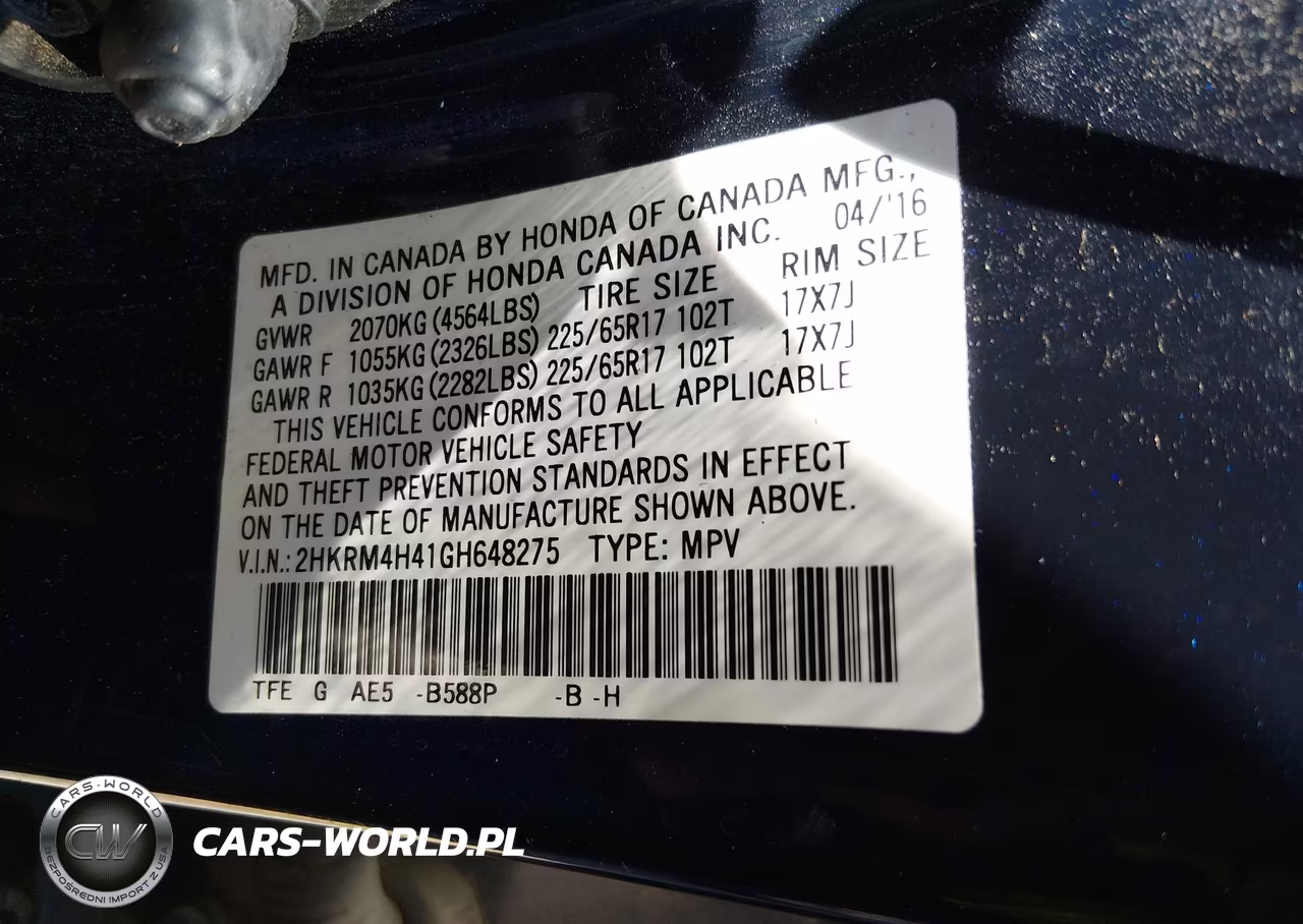 2016 Honda Cr-V Se VIN:2HKRM4H41GH648275 - 9