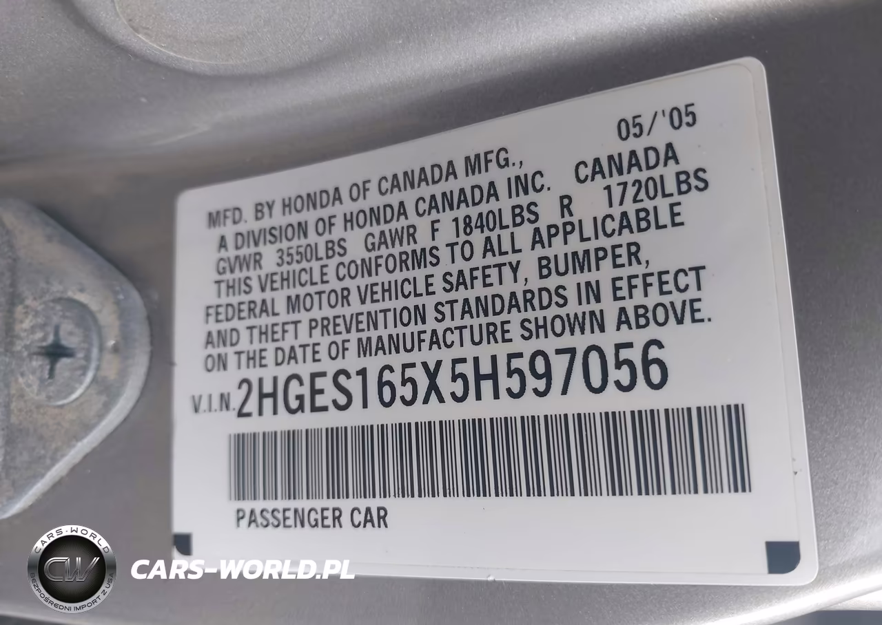 2005 Honda Civic Lx VIN:2HGES165X5H597056 - 9