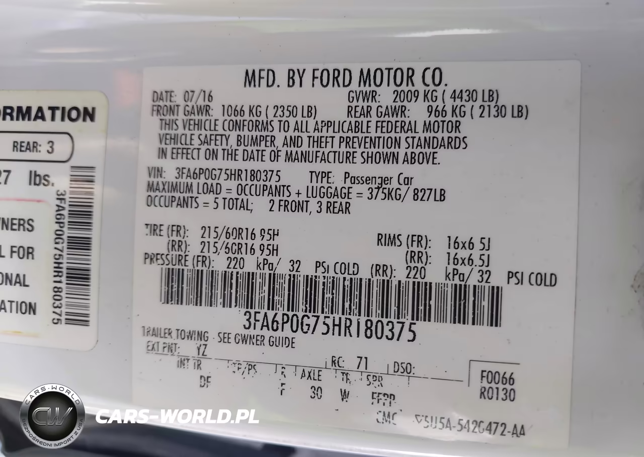 2017 Ford Fusion S VIN:3FA6P0G75HR180375 - 9