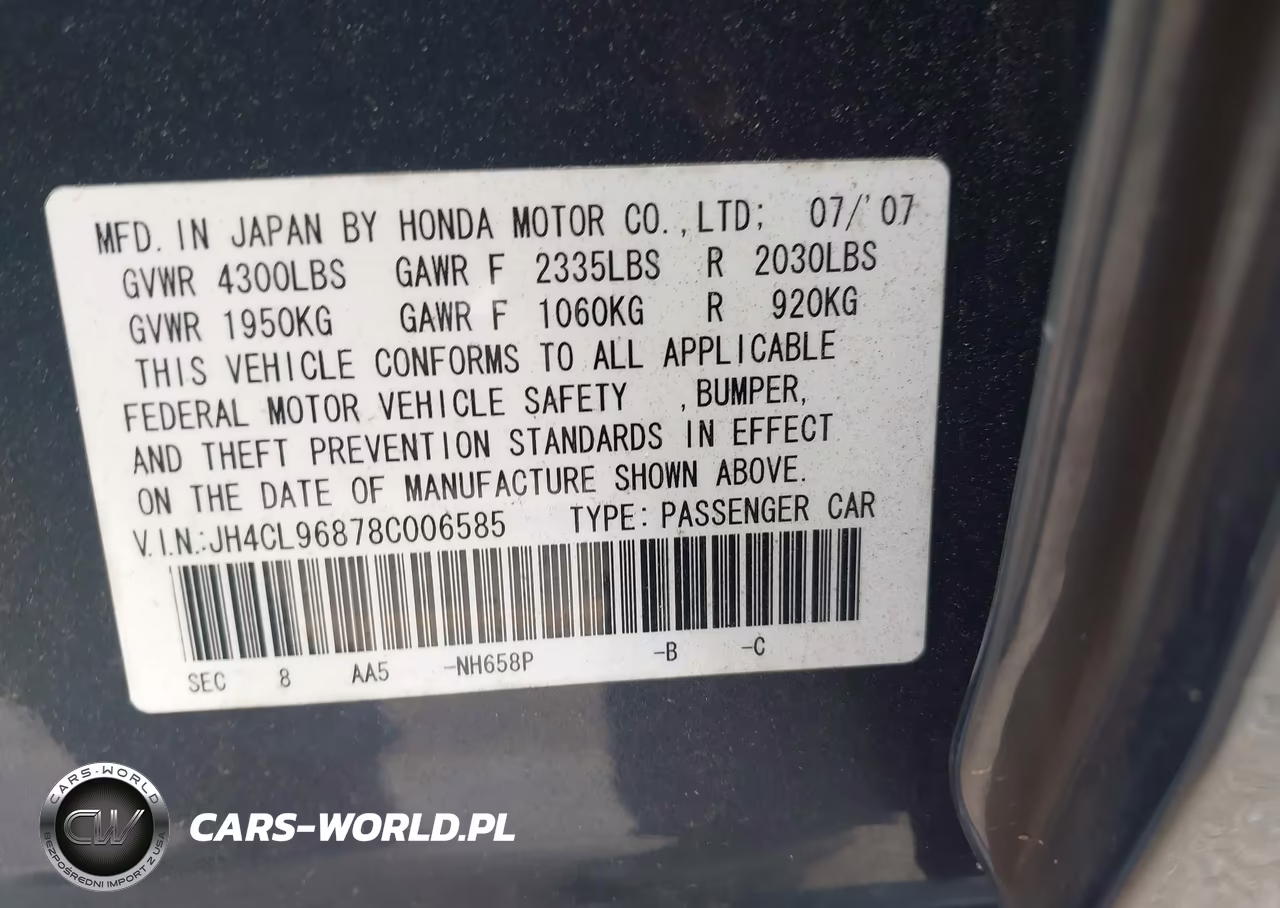 2008 Acura Tsx VIN:JH4CL96878C006585 - 9