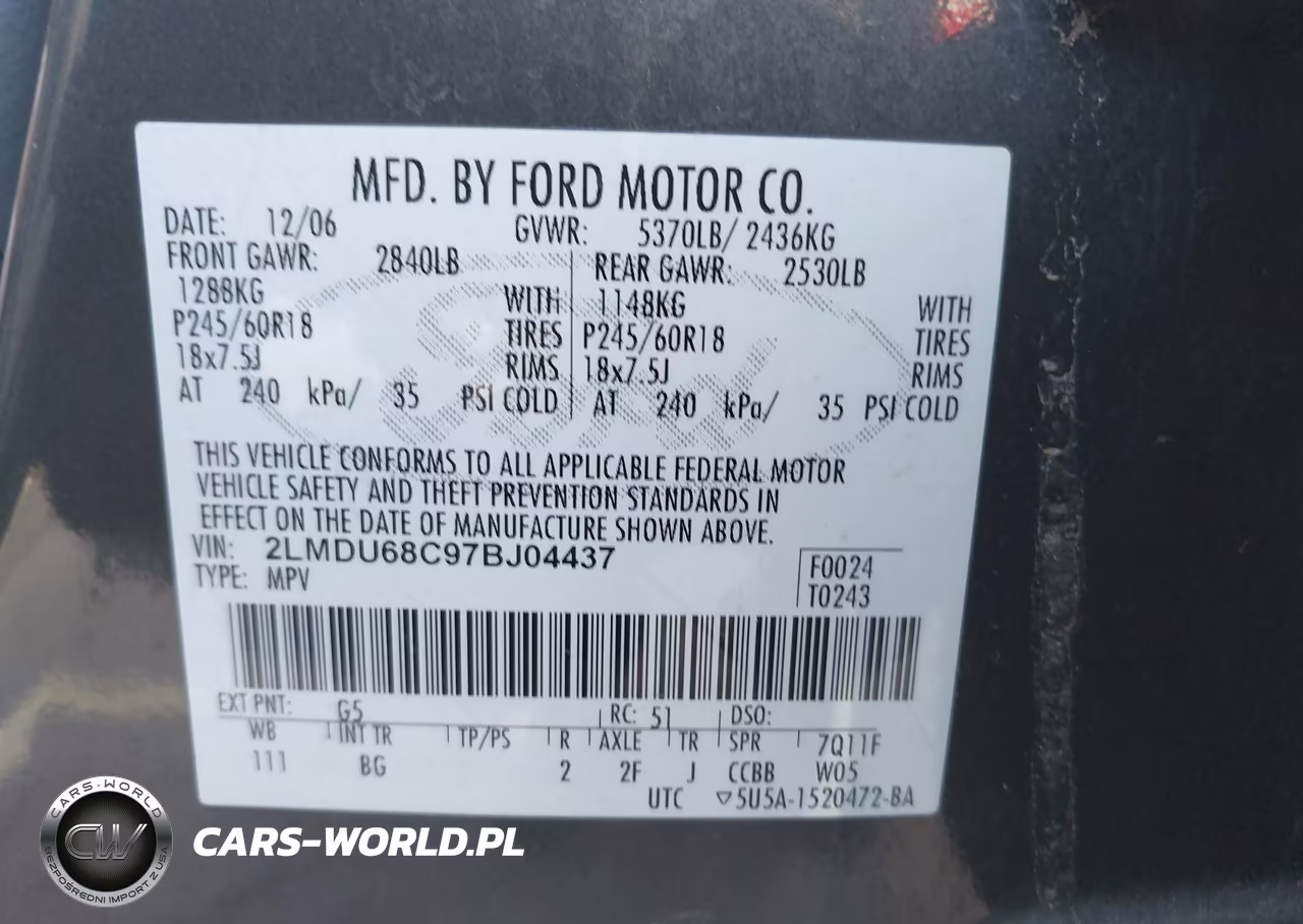 2007 Lincoln Mkx VIN:2LMDU68C97BJ04437 - 9